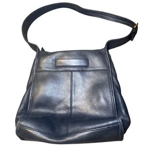 Fossil Leather Crossbody Bag Black Multi Pocket Shoulder Purse